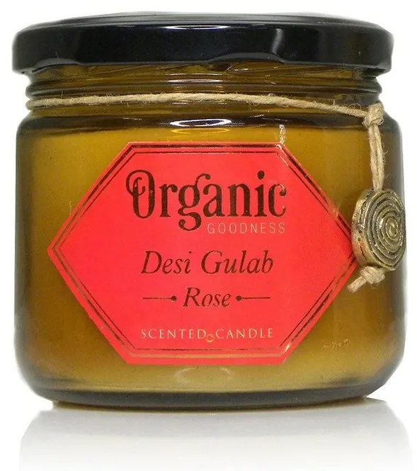 Desi Gulab - Rose 200 g organikus gyertyaborostyánszínű üvegben