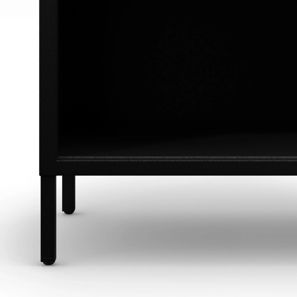 Fekete fém polcos könyvespolc – LUCA Modern 1000 x 900 x 350 mm