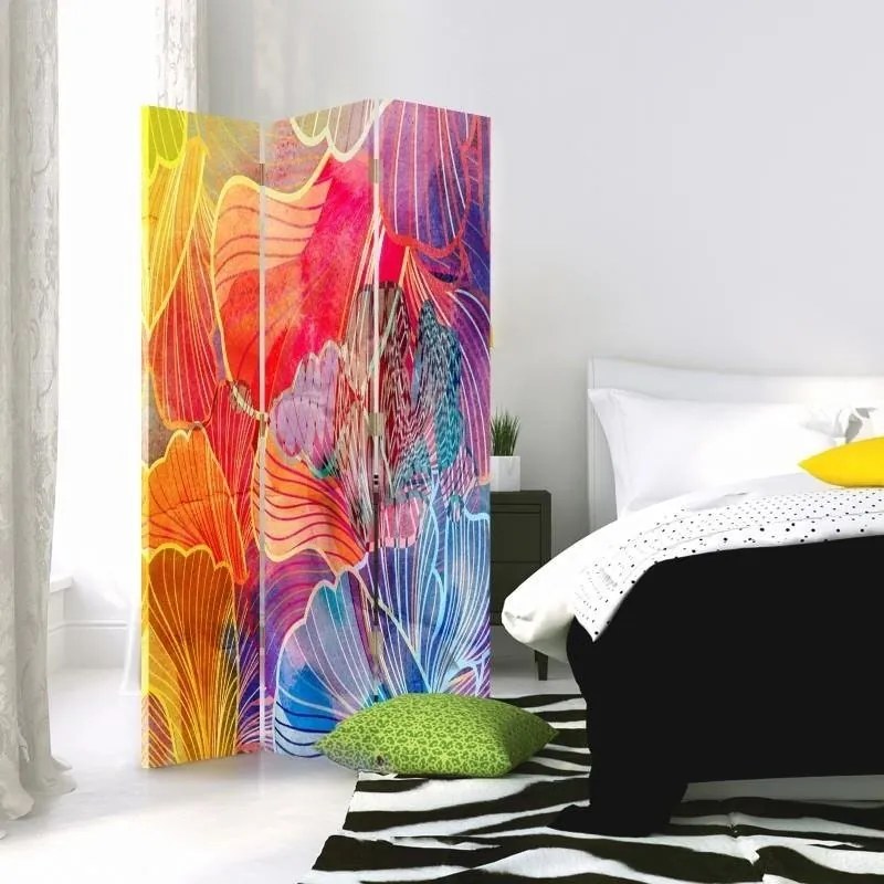 Gario Paraván Színes absztrakt levelek Méret: 110 x 170 cm, Kivitelezés: Klasszikus paraván