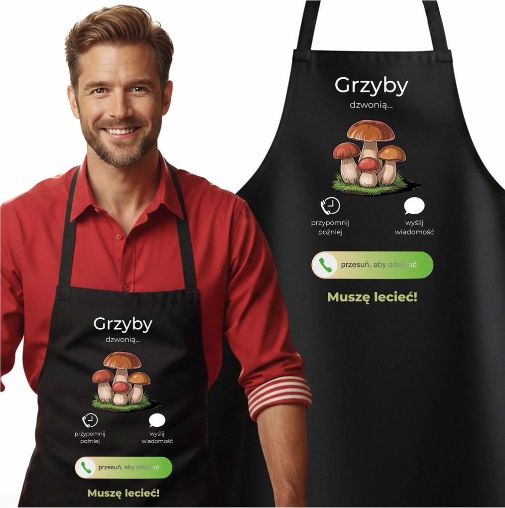 Konyhai kötény vicces születésnapi ajándék Csengetnek a gombák, gombász