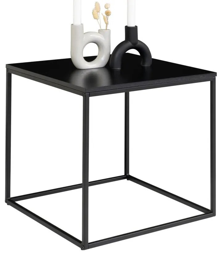 Vita dohányzóasztal fekete, fekete kerettel, 45x45x45 cm