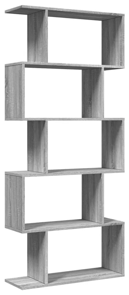 5 szintes szürke sonoma fa elválasztó könyvespolc 70x24x161 cm