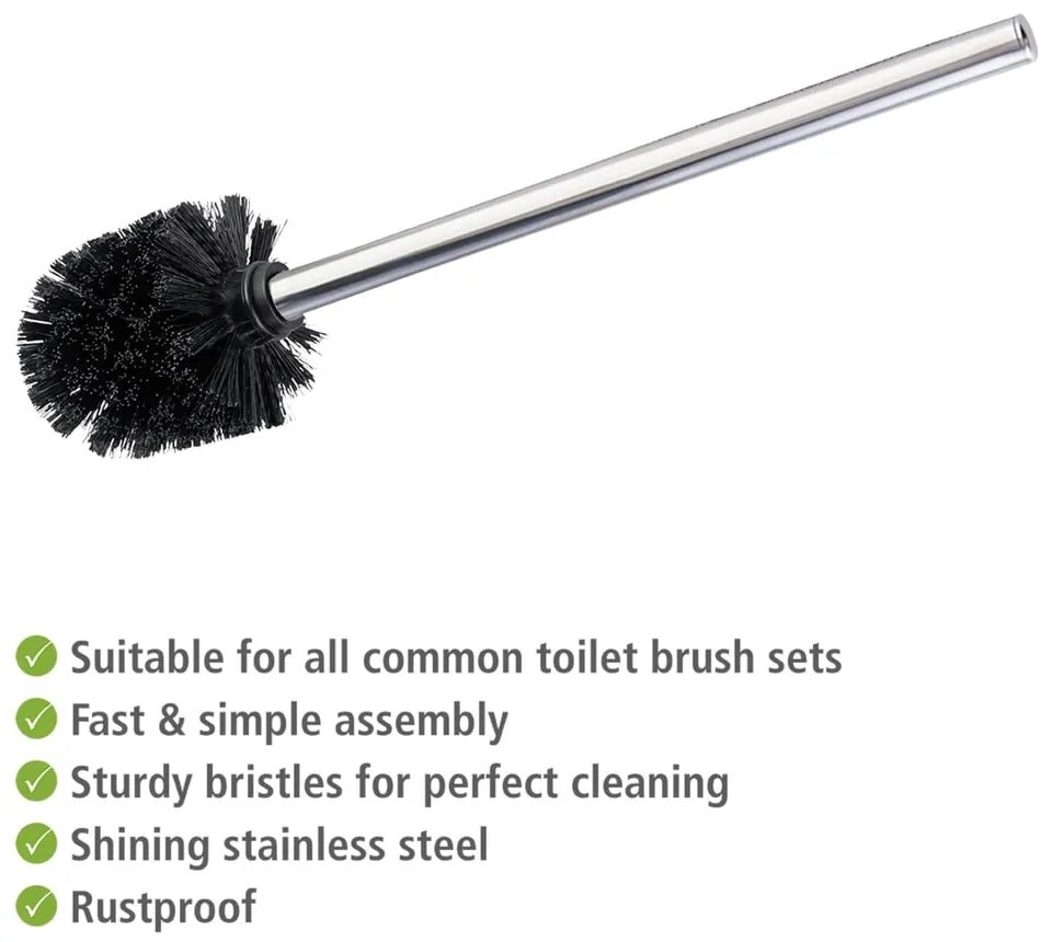 Fényes ezüstszínű rozsdamentes acél tartalék WC-kefe szett 4 db-os Ø8cm – Wenko