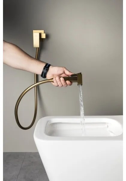 Sapho - Bidé csaptelep kézi zuhannyal süllyesztett beépítéshez CUBEMIX matt arany