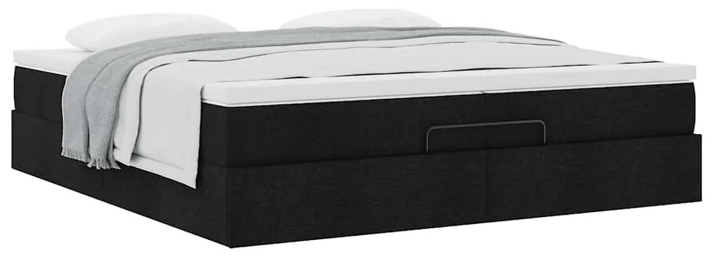 oszmán ágykeret matracokkal Fekete 200x200cm szövet