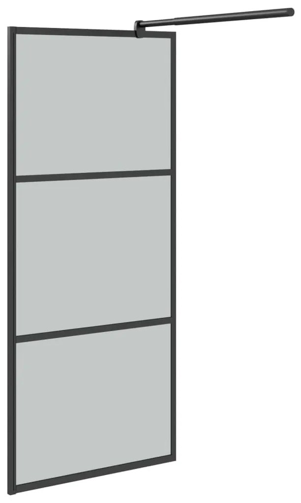 Fekete ESG üveg és alumínium zuhanyfal polccal 80 x 195 cm