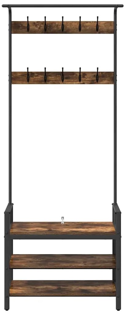 Kabáthorog polcokkal Füstölt tölgy 75 x 34 x 184 cm Faanyag