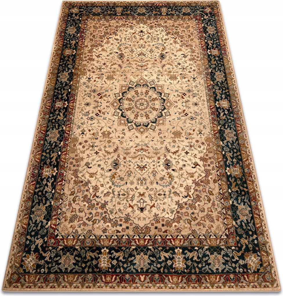 Gyapjú szőnyeg Omega Adagio Vintage rozetta smaragd Keret Klasszikus 200x300 cm