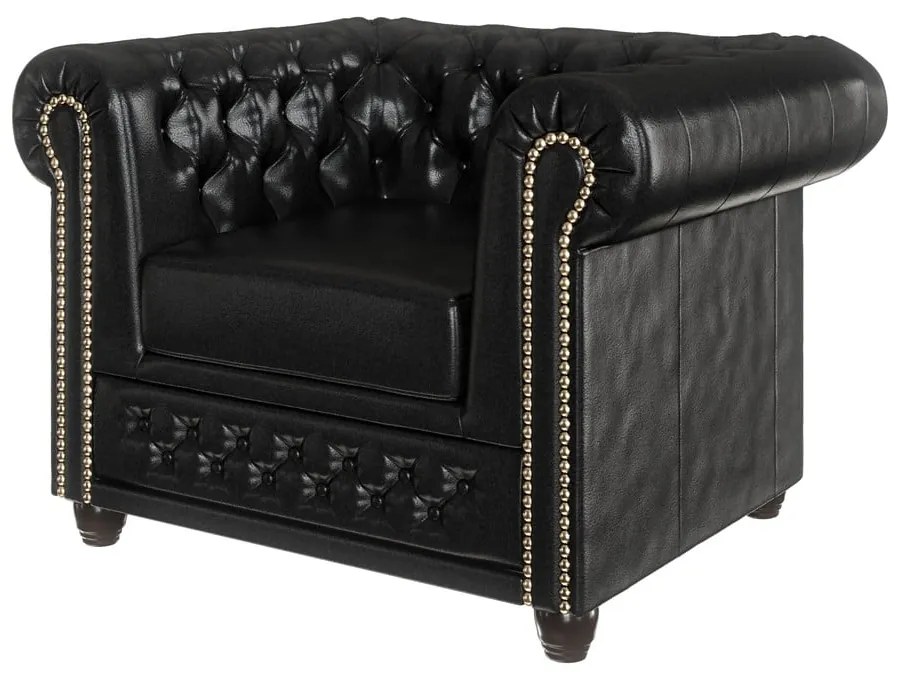 Fekete bőrutánzat fotel York – Ropez