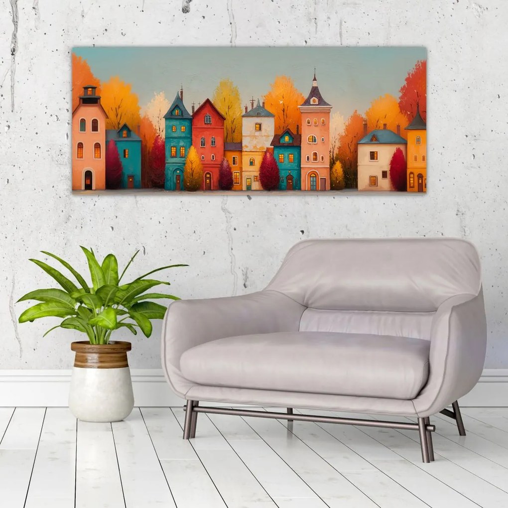Kép - Őszi falu (120x50 cm)