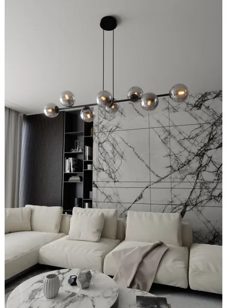 Csillár zsinóron ROSSI 8xE14/10W/230V fekete/szürke