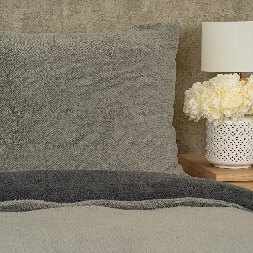 4Home Teddy gyapjú hatású ágyneműhuzat, szürke, 140 x 200 cm, 70 x 90 cm