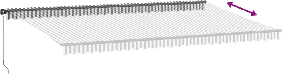 Antracitszürke és fehér kézzel kihúzható napellenző 600x350 cm