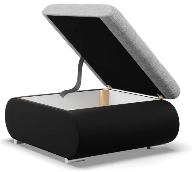 Tokio puff, fonott + műbőr, szürke - fekete