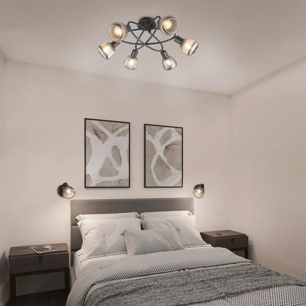 Fekete mennyezeti lámpa üveg búrával Tarifa – Trio