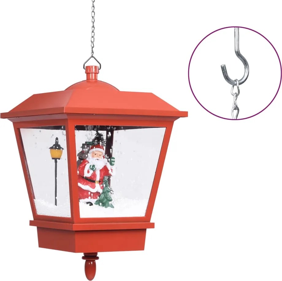 vidaXL piros karácsonyi függőlámpa LED-ekkel és Mikulással 27x27x45 cm