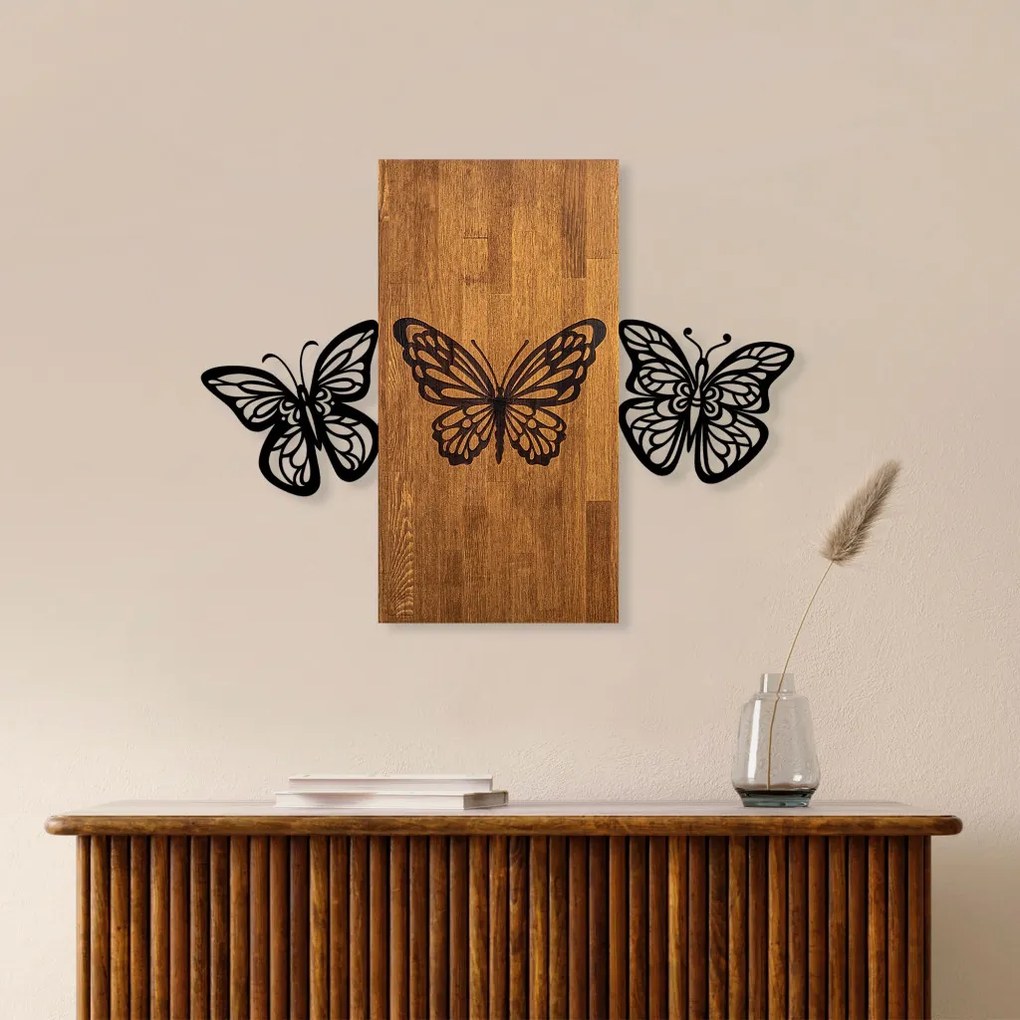 Butterflies fém fa fali dekoráció, 74×58 cm