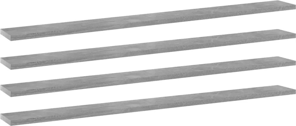 vidaXL 4 db betonszürke szerelt fa könyvespolc 100 x 10 x 1,5 cm