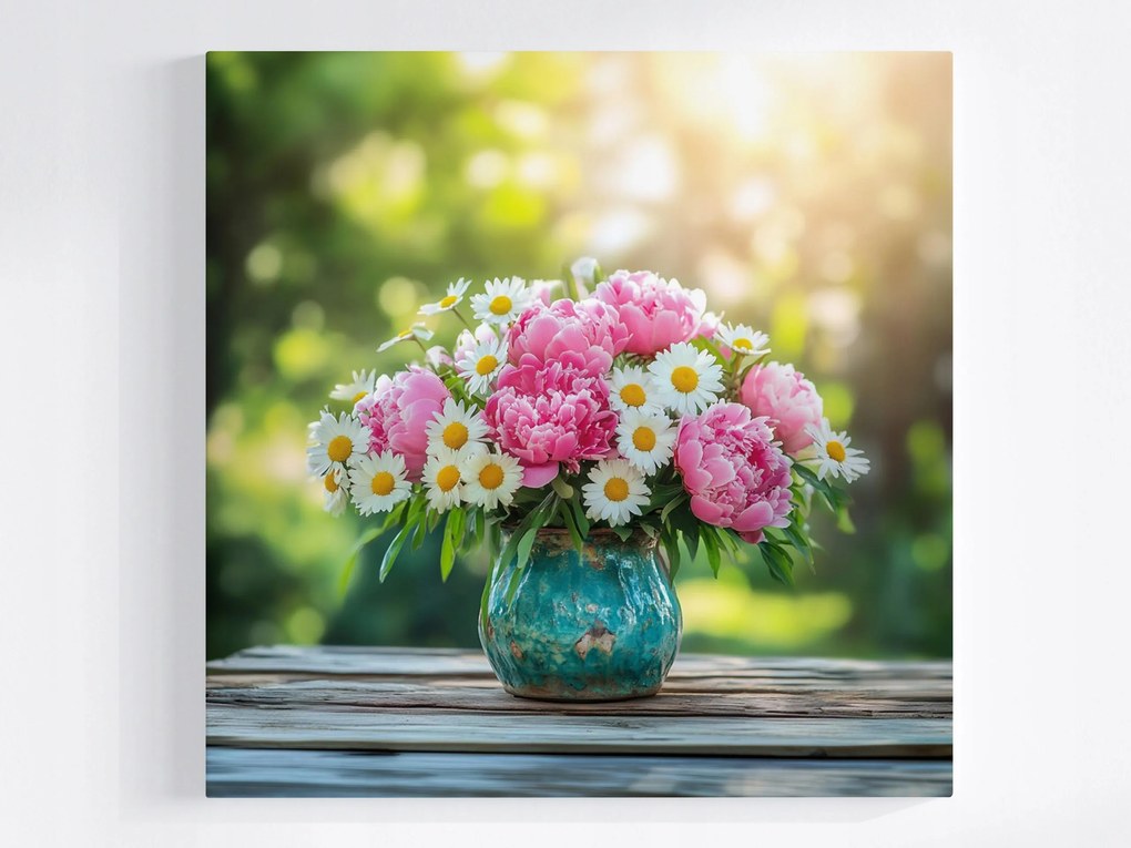 Vászonkép Canvas Dekoráció Virágok Bazsarózsa Margaréta Csokor 40x40