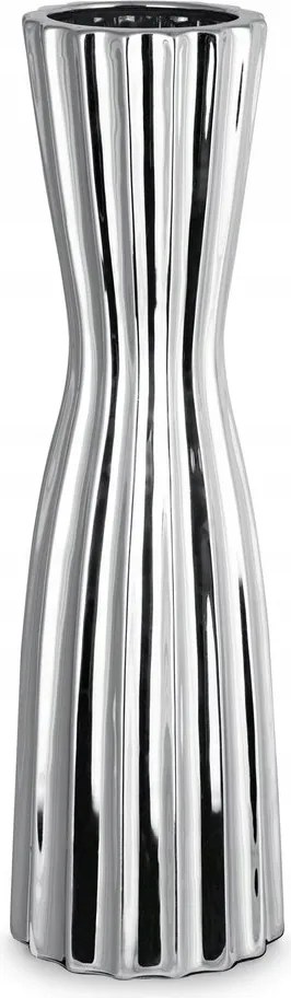 Dekorációs váza 14X46 ezüst dolomitból, függőleges mintával