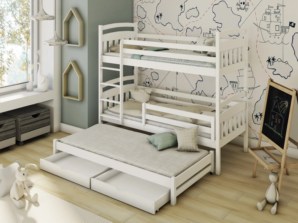 Emeletes gyerekágy 90 cm Annita (fehér). 615009