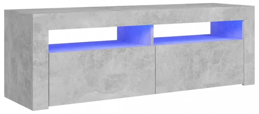 betonszürke TV-szekrény LED-világítással 120 x 35 x 40 cm