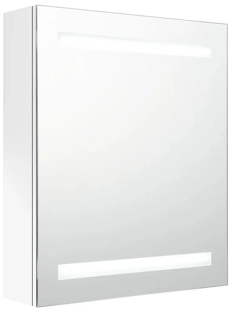 fényes fehér LED-es tükrös fürdőszobaszekrény 50 x 14 x 60 cm