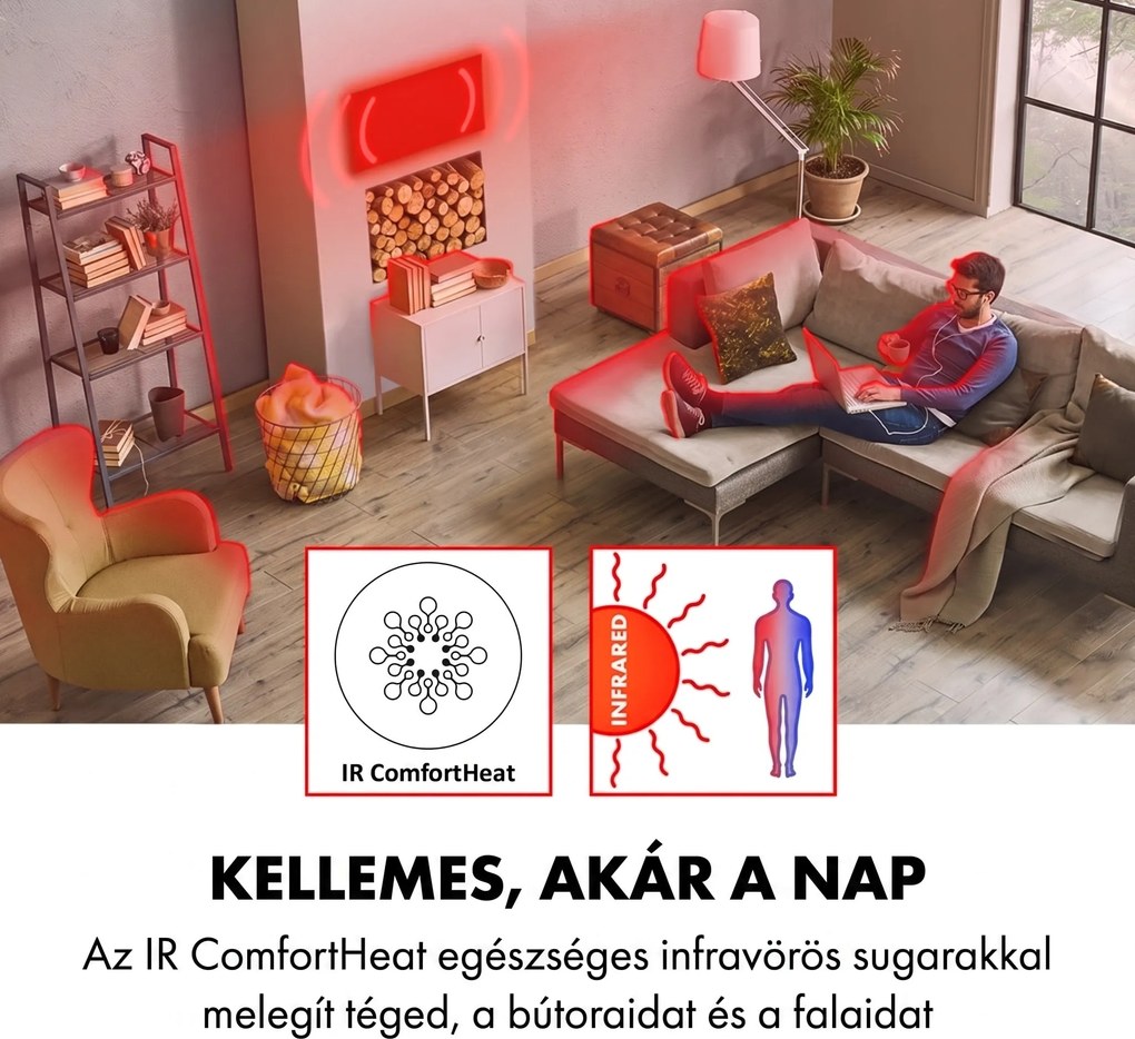 Klarstein HeatPal Marble Blackline, Infravörös hősugárzó, 1300 W, márvány, alumínium
