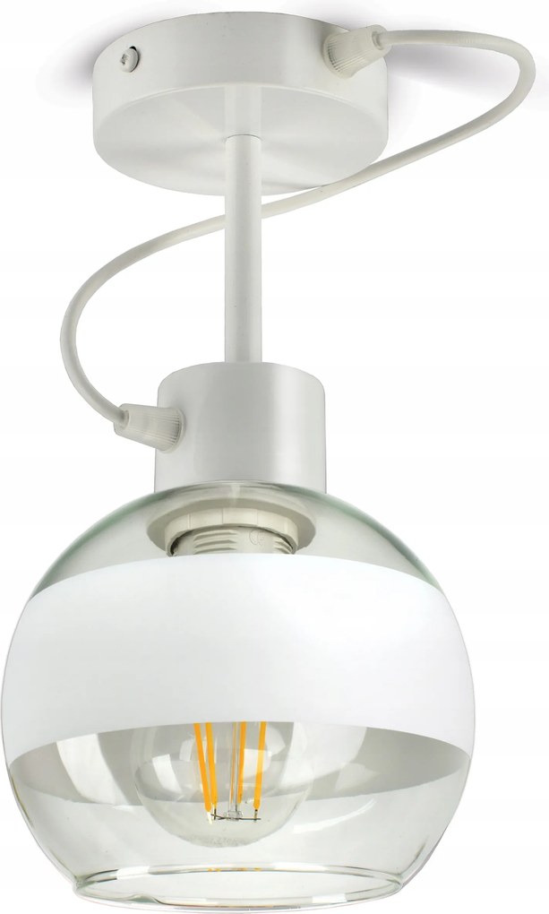 Mennyezeti Függő Lámpa Csillár Fehér Üveg Gömb Fehér Belt ZR1 Led E27