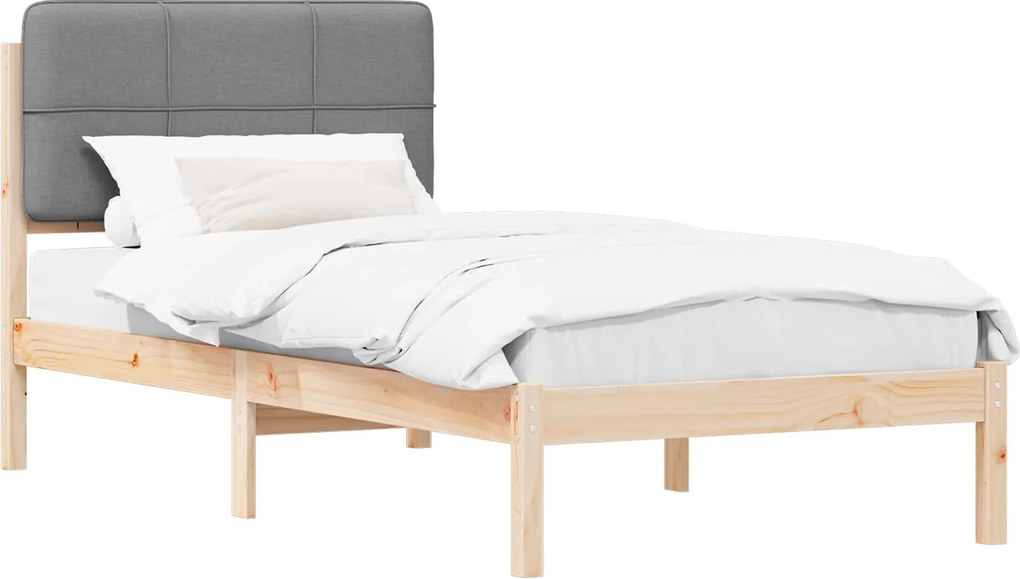 vidaXL Ágykeret Kárpitozott Fejtámlával Világosszürke 100 x 200 cm