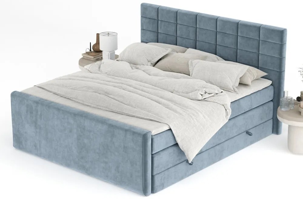 Kék ágyneműtartós boxspring ágy 160x200 cm Ava – Maison de Rêve