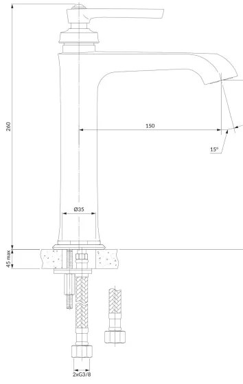 OMNIRES AM5212CR - Mosdócsap ARMANCE 26 cm fényezett króm