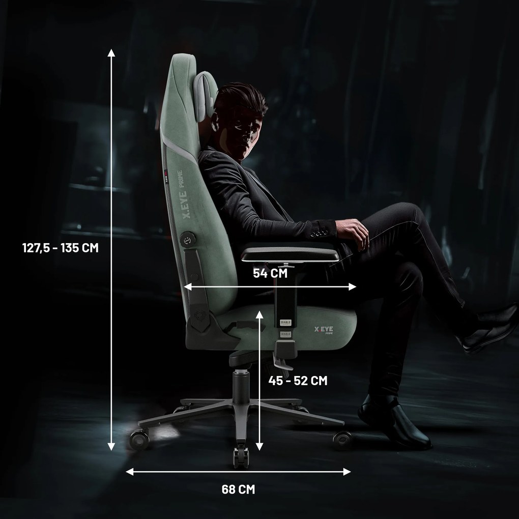 Gamer szék Normal Size zöld-fekete: Diablo X-Eye Prime Gothic Green