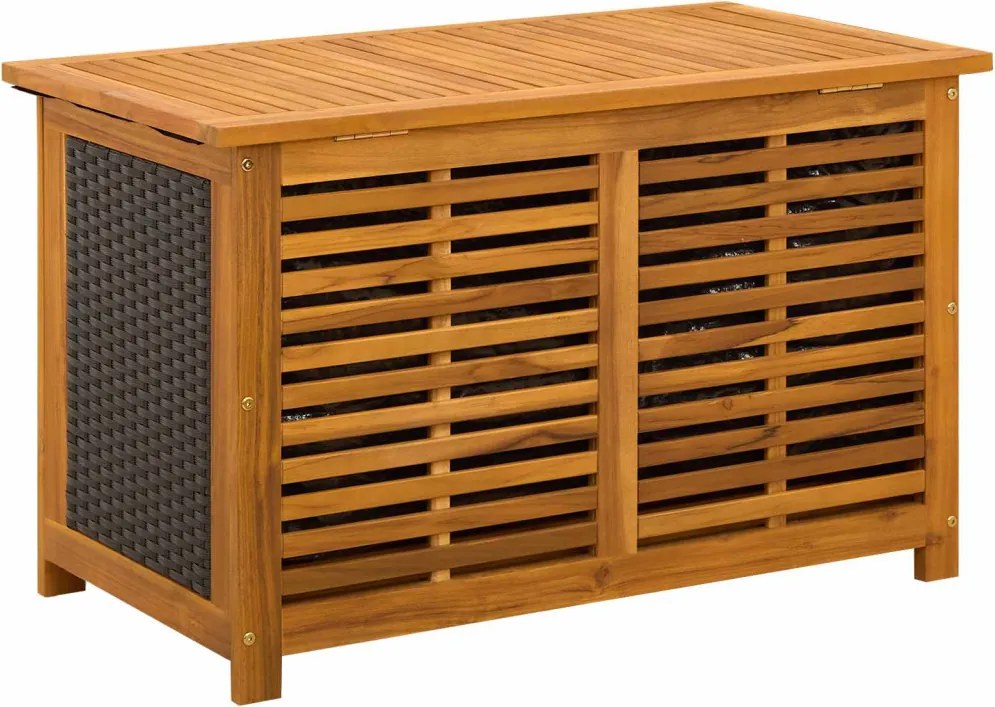 vidaXL Kerti Tároló Doboz 185 L Tömör Akácfa 90 x 50 x 56 cm Fekete