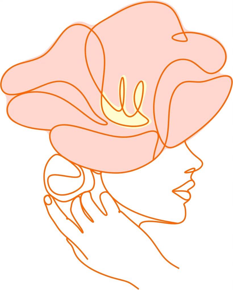 Poszter Abstract Woman 30x40 cm modern line art narancssárga