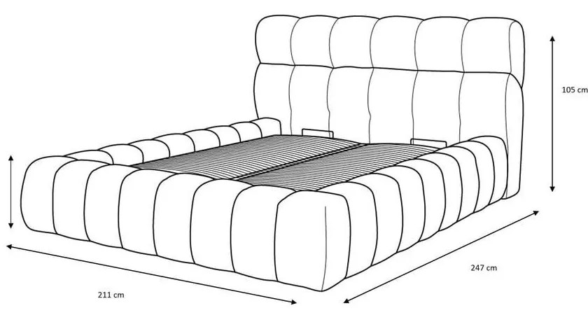 Mustársárga kárpitozott ágyneműtartós franciaágy ágyráccsal 160x200 cm Mont Blanc – Bobochic Paris