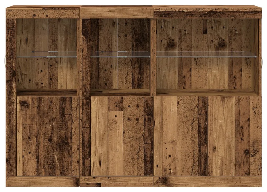 oldalszekrény LED lámpákkal Régi fa 142,5x37x100 cm