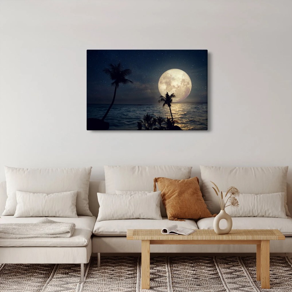 Kép - Strand teliholddal (90x60 cm)