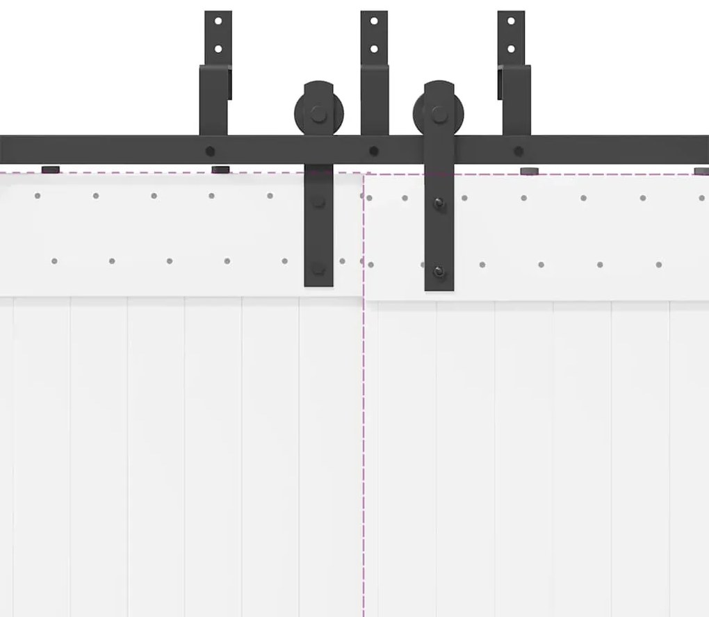 fekete acél tolóajtó fémszerelék készlet 200 cm