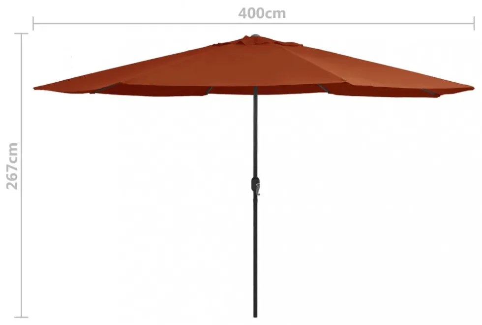 terrakotta színű kültéri napernyő fémrúddal 390 cm
