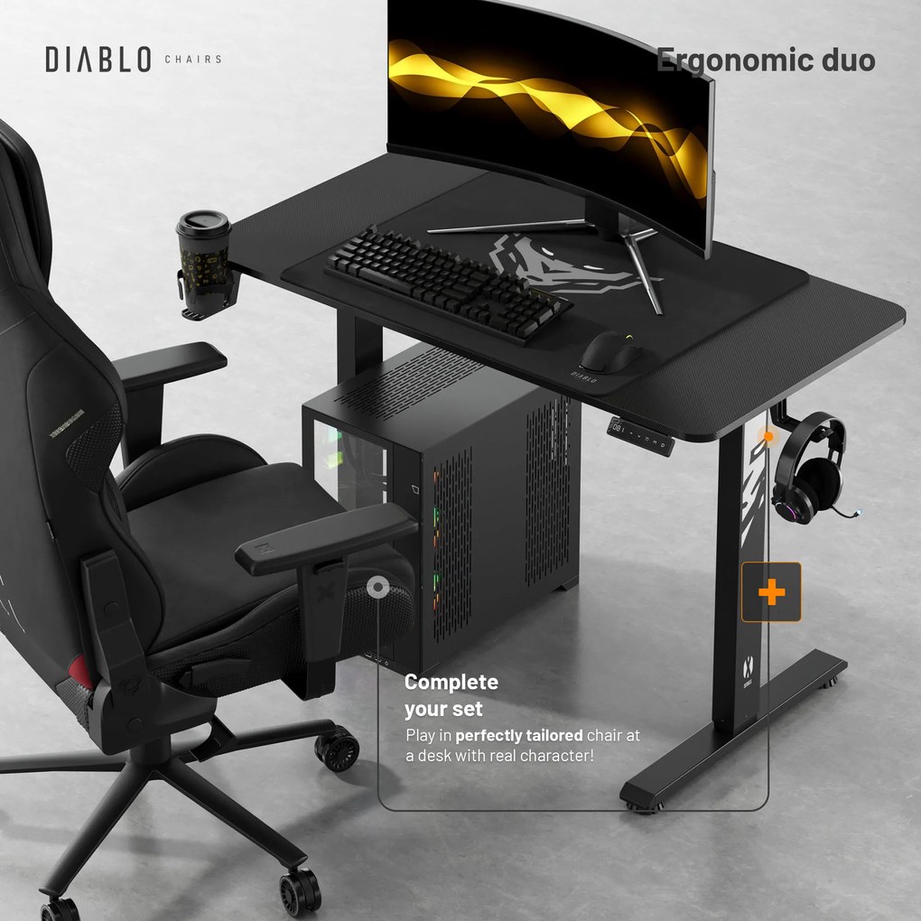 Diablo X-Tensio 1100 állítható magasságú íróasztal fekete