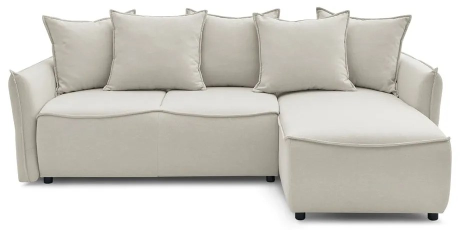 Krémszínű kinyitható sarokkanapé (jobb oldali) Leon – Bobochic Paris