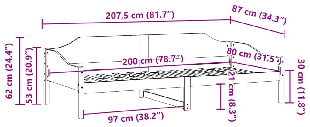 tömör fenyő ágykeret matrac nélkül 80 x 200 cm