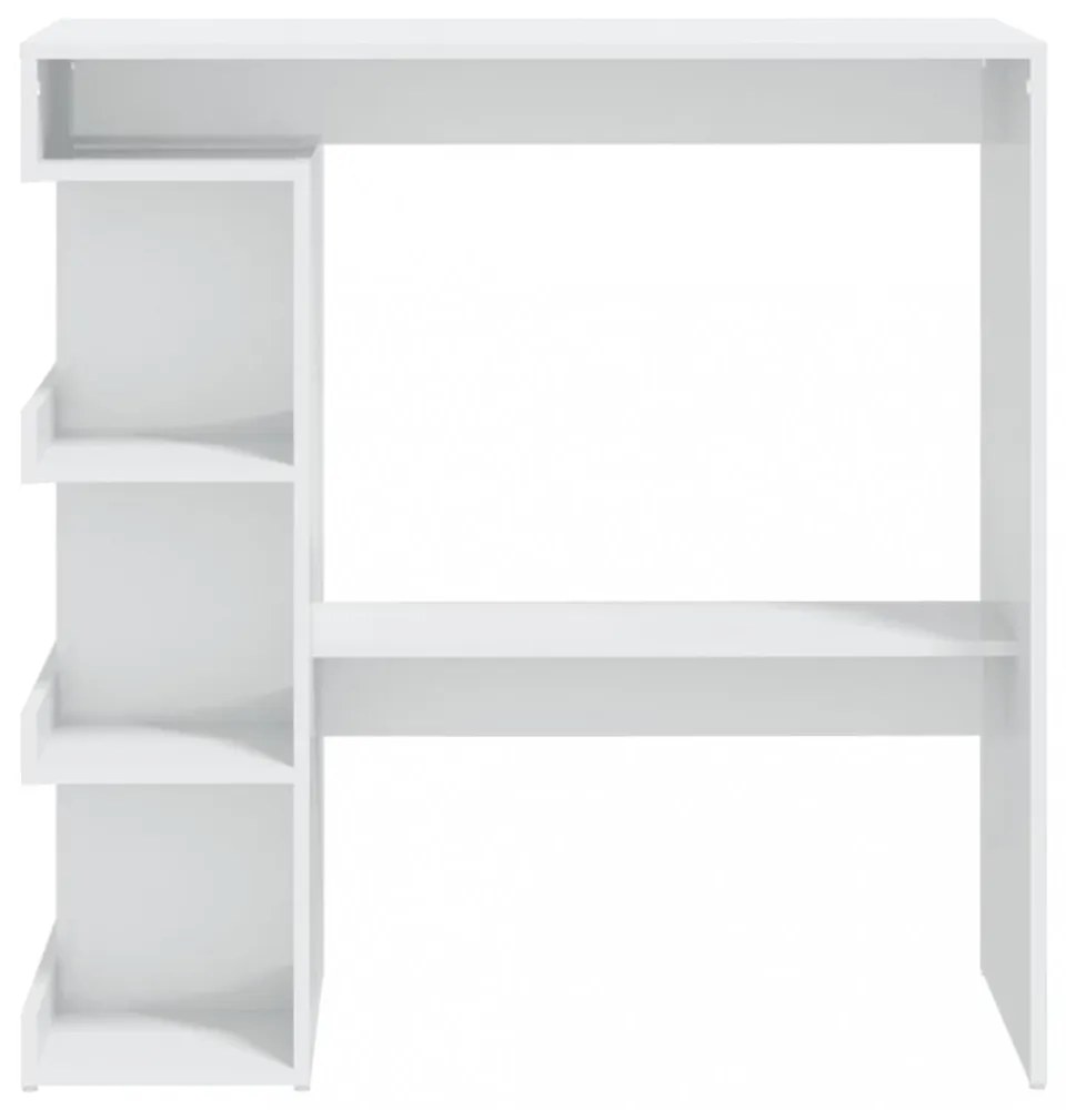 magasfényű fehér bárasztal tárolópolccal 100 x 50 x 101,5 cm