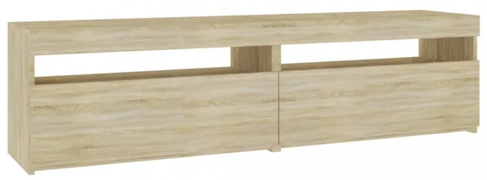 2 db sonoma tölgy színű TV-szekrény LED-ekkel 75 x 35 x 40 cm
