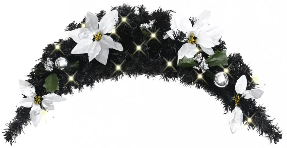 fekete PVC karácsonyi boltív LED-lámpákkal 90 cm