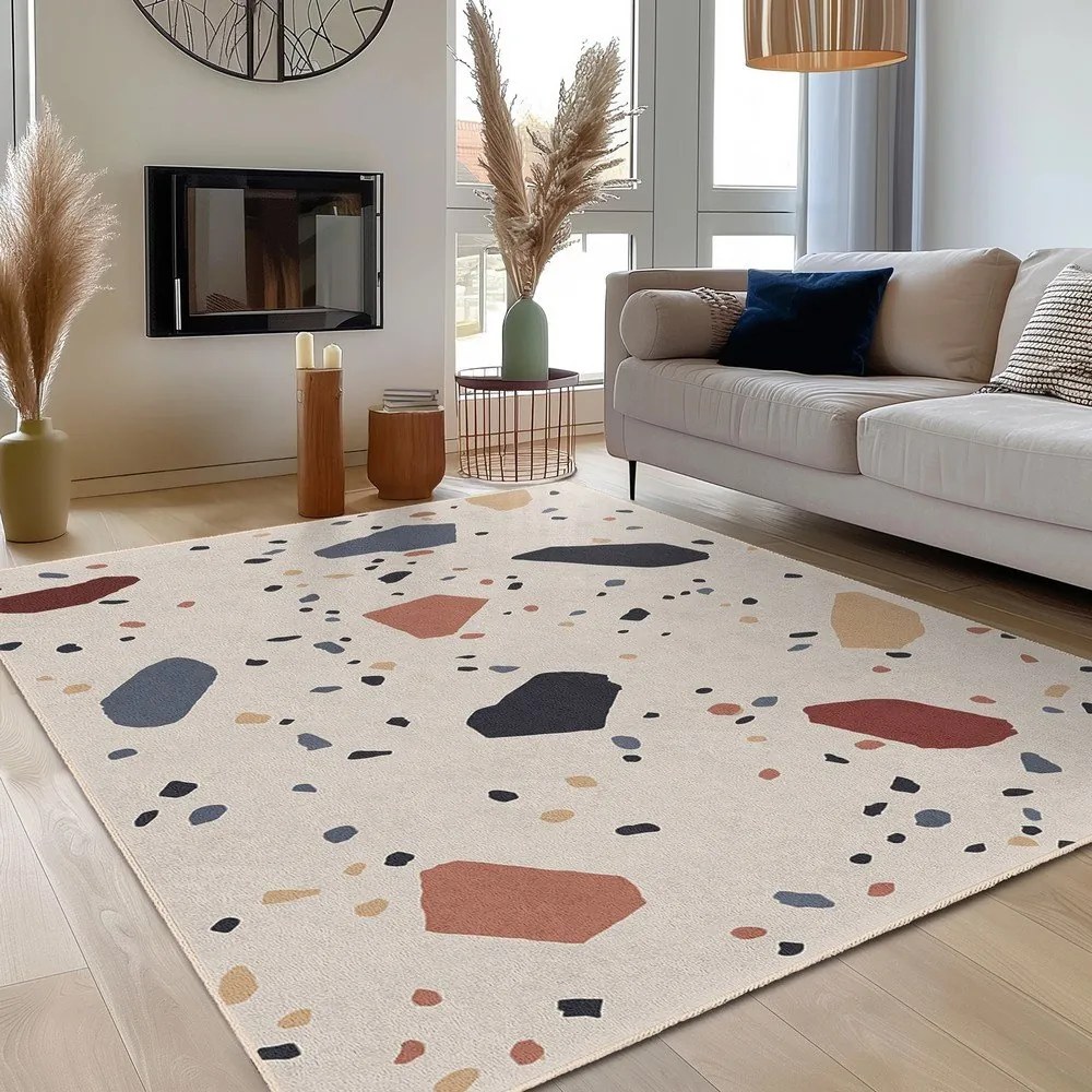 Krémszínű mosható szőnyeg 60x100 cm Cracked Terrazzo – Mila Home