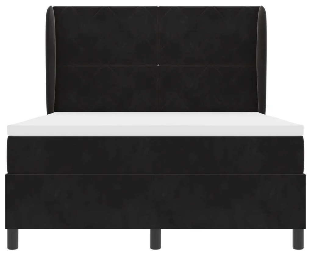 Boxspring Ágy Matrac Vele Fekete 140x200 cm Bársonyos