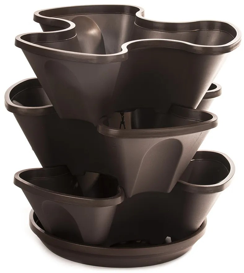 3-részes felakasztható virágpiramis – barna, 33 cm