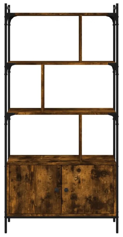 füstös tölgy szerelt fa könyvespolc ajtókkal 76,5x30x154,5 cm